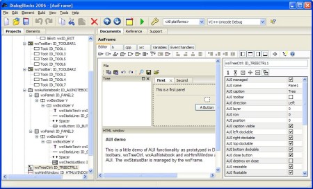 Editing a wxAUI wxFrame under Windows